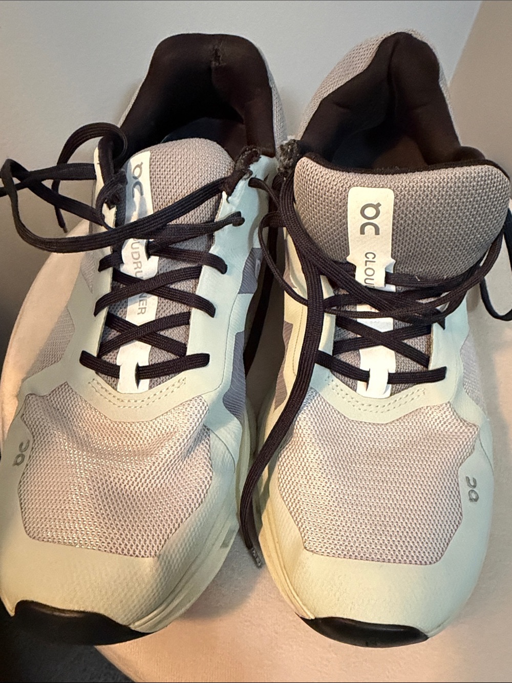 On Running Cloudrunner Sneakers in Light Green and Gray